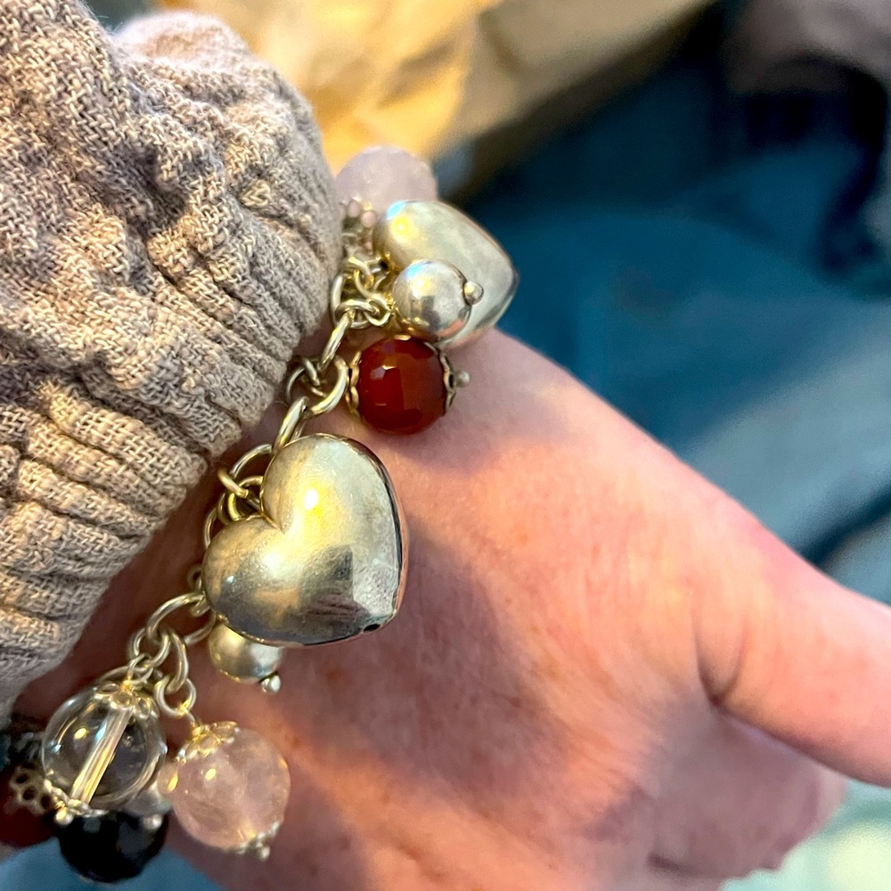 Sterling silver heart charm bracelet